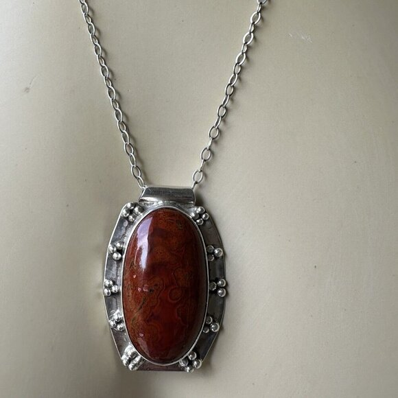 Ray Youmans Dinosaur Therapod Gembone Pendant Necklace Sterling 20" Silver 25.0g - Picture 3 of 12